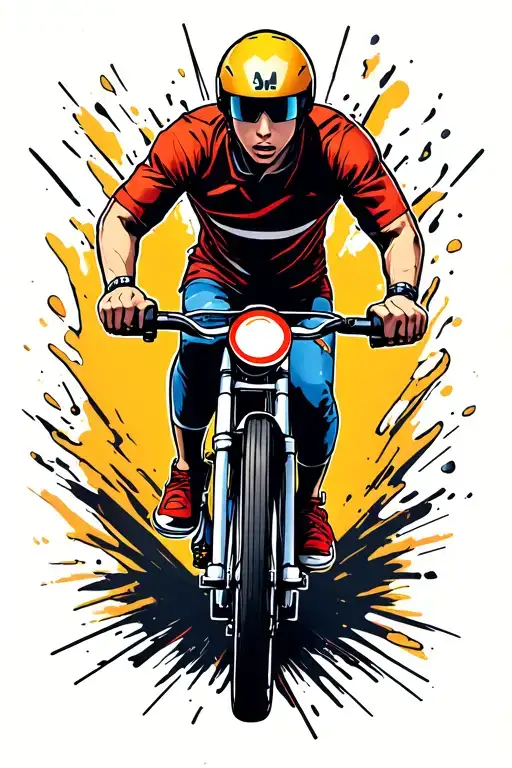 heartbreaking bike running man tattoo design idea