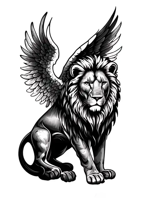 pride, lion, angel, my peace, friend, protect your energy tattoo design idea