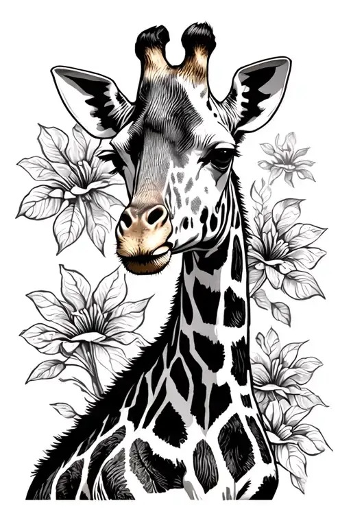 giraffe standing side tattoo design idea
