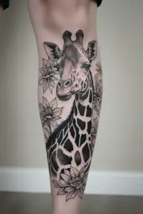 giraffe standing side tattoo design idea