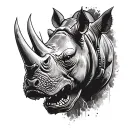 rhino head soldier tattoo design idea