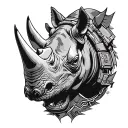 rhino head soldier tattoo design idea