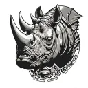 rhino head soldier tattoo design idea