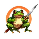 Frog holding Sword tattoo design idea