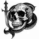 skull dagger and snake incorporate cancer constellation  tattoo design idea