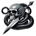 skull dagger and snake incorporate cancer constellation  tattoo design idea