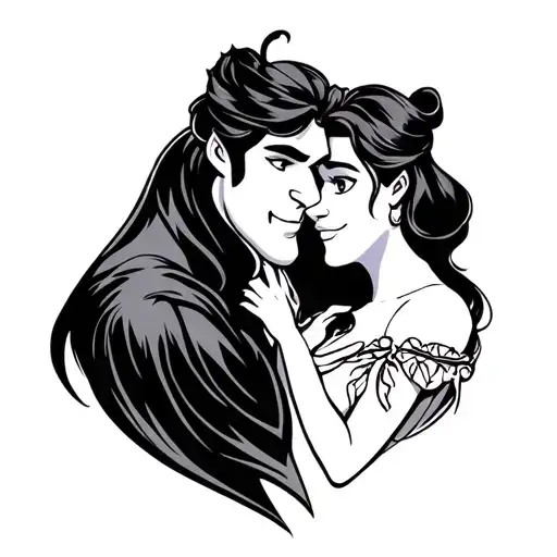 Disney beauty and the beast outline tattoo tattoo design idea