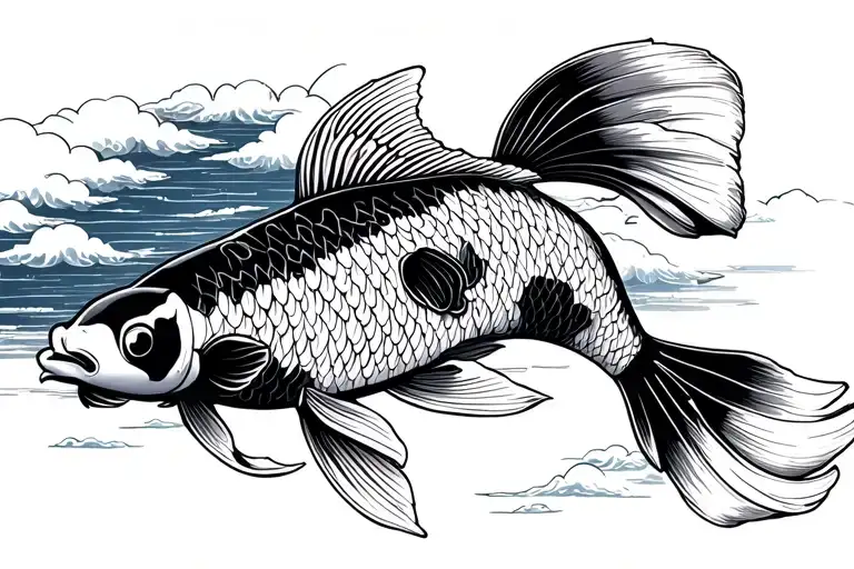 Japanese style with koi fish with cloud background tattoo design idea