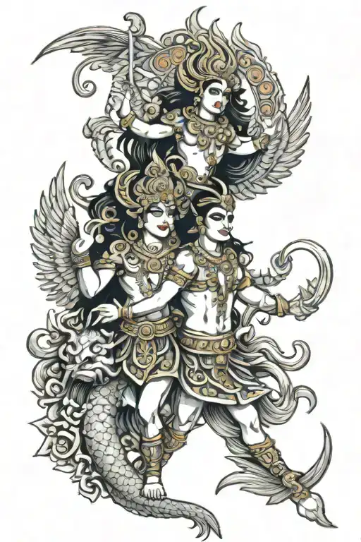 rama and sita vishnu and garuda astrological sign tattoo tattoo design idea