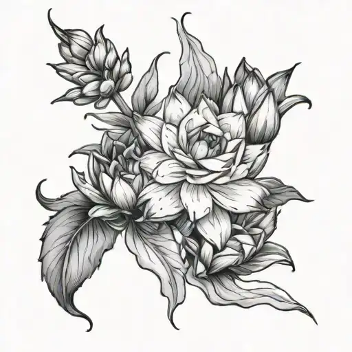 Larkspur And Water Lily tattoo design idea