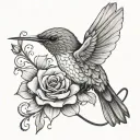 Breast cancer ribbon around a Hummingbird tattoo design idea