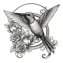 Breast cancer ribbon around a Hummingbird tattoo design idea