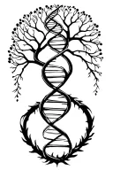 tree of life with human DNA double helix intertwined, make it simple  tattoo design idea