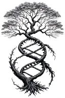 tree of life with human DNA double helix intertwined, make it simple  tattoo design idea