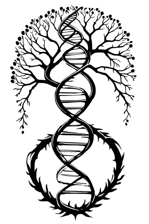 tree of life with human DNA double helix intertwined, make it simple  tattoo design idea