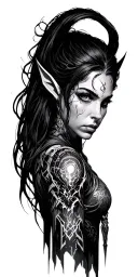 Shadowrun elf mage with cybertech full sleeve tattoo tattoo design idea