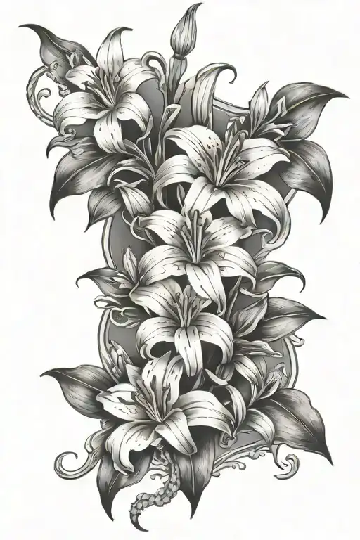 St. Joseph stalk of lillies thigh tattoo tattoo design idea