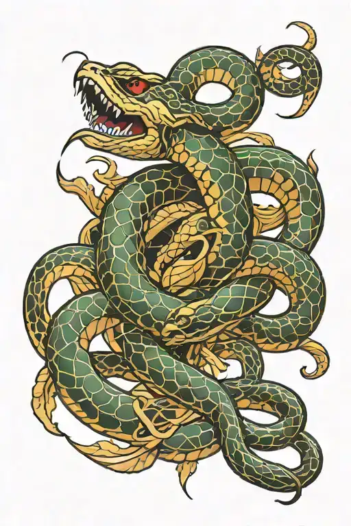 snake and scorpion holding tattoo design idea