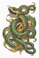 snake and scorpion holding tattoo design idea