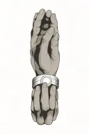 two hands wrapped around in shape of a ring minimalistic lineart finger tattoo  tattoo design idea