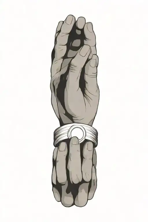 two hands wrapped around in shape of a ring minimalistic lineart finger tattoo  tattoo design idea