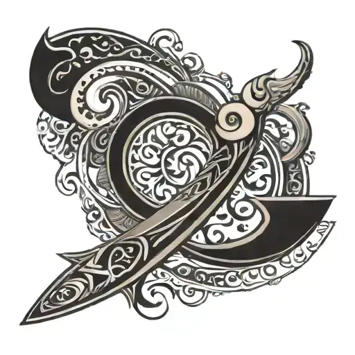 karma is a boomerang revolving tattoo design idea