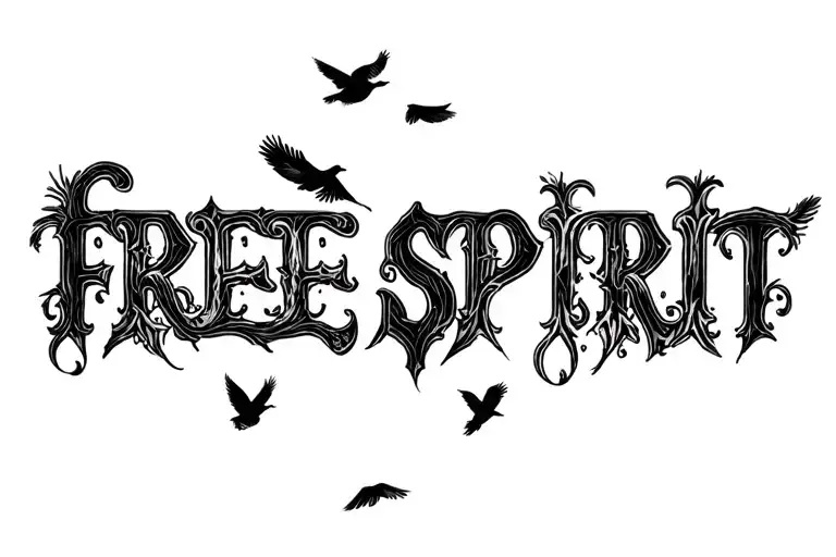 "free spirit" feathers and birds flying tattoo design idea
