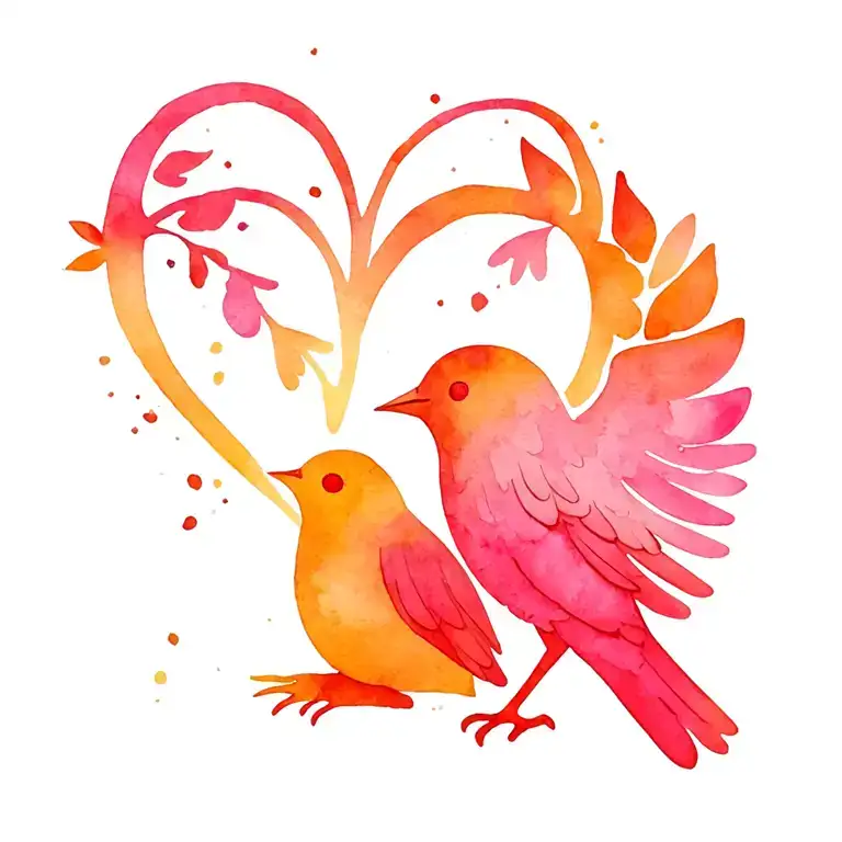 cross bird sitting heart shape outline tattoo design idea