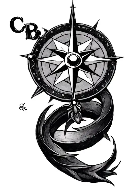 spider black widow compass rose tattoo design idea