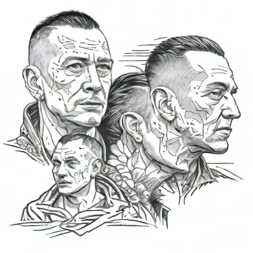 chester bennington valery kipelov till lindemann 3 portraits in one drawing tattoo design idea