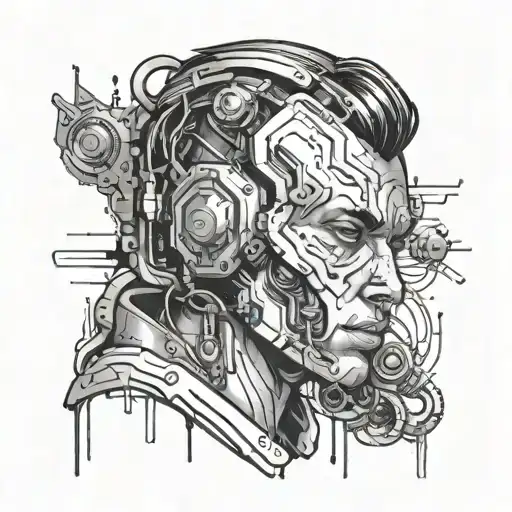 cyberpunk style tattoo design idea