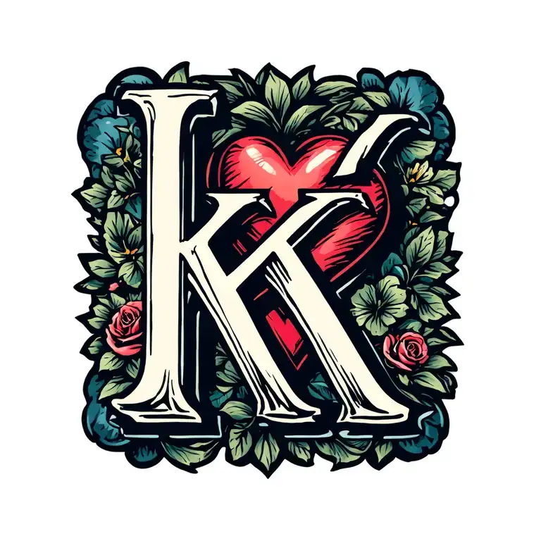 small heart with a k name letter tattoo tattoo design idea