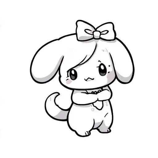 Cute, Sanrio Cinnamoroll, black outline, small tattoo tattoo design idea