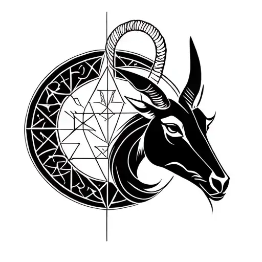 saggitarius and capricorn zodiac signs on line on wrist with geometric patterns tattoo design idea