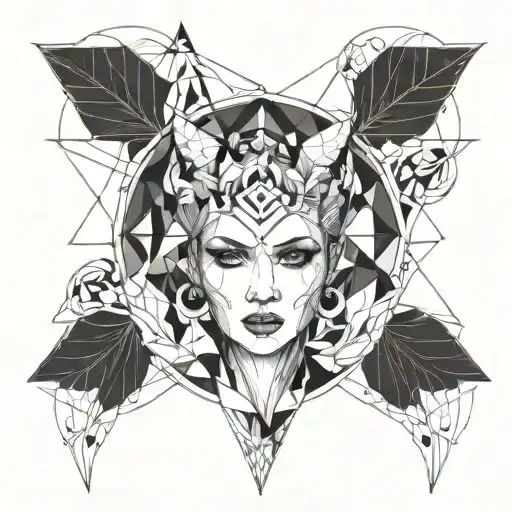 siren evil beautiful face tattoo design idea