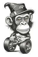 chimp shifting gears tattoo design idea