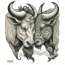 Taurus and ox bulls headbutting each tough looking  tattoo design idea