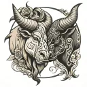 Taurus and ox bulls headbutting each tough looking  tattoo design idea