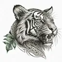 biomechanical Polynesian tiger tattoo tattoo design idea