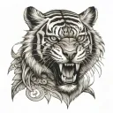 biomechanical Polynesian tiger tattoo tattoo design idea