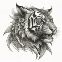 biomechanical Polynesian tiger tattoo tattoo design idea