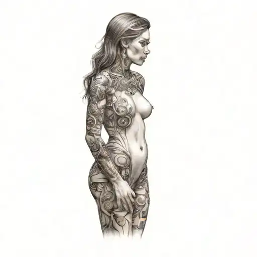 petite,nude,sexy,beautifull,full body,female,worrior,anatomically correct,realism tattoo design idea