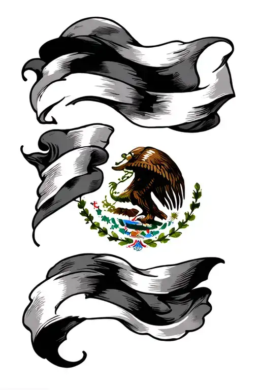American traditional Mexico flag tattoo design idea