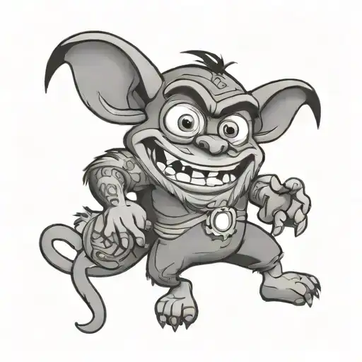 cartoon taz manian devil holding a minion doll tattoo design idea