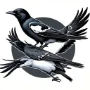 two magpie tattoo design idea