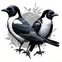 two magpie tattoo design idea