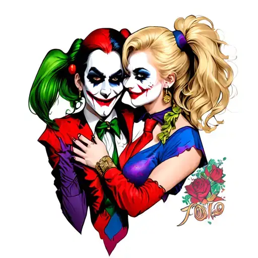 Harley Quinn and joker tattoo design idea