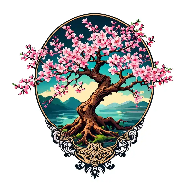 cherry blossom tree tattoo design idea