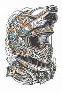 motocross helmet split open ,mummy screaming tattoo design idea