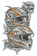 motocross helmet split open ,mummy screaming tattoo design idea